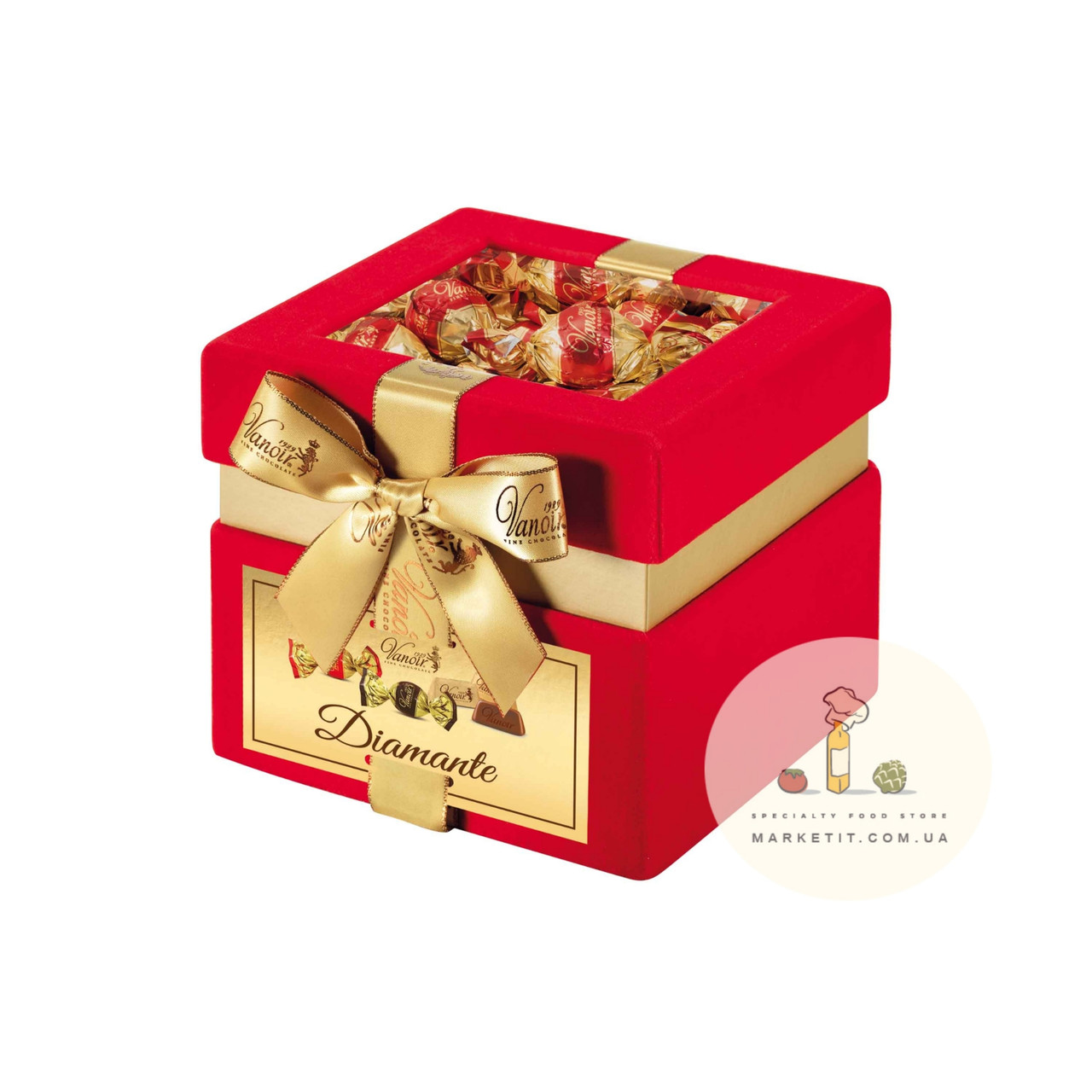 Шоколадні цукерки асорті Vanoir Diamante, червоний велюр 380 г., фото 1
