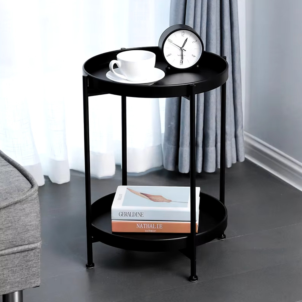 Стіл журнальний Modern Home 2 яруси 42 х 42 х 52 см (M50279-BL) Чорний