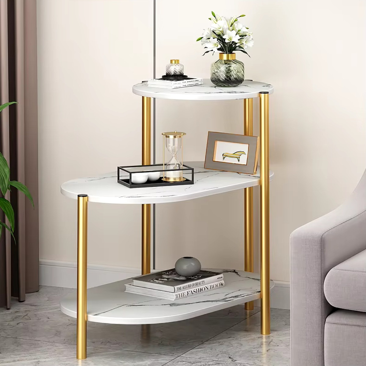 Стіл журнальний Modern Home 3 яруси 85 х 40 х 62 см (M50272-W) Білий