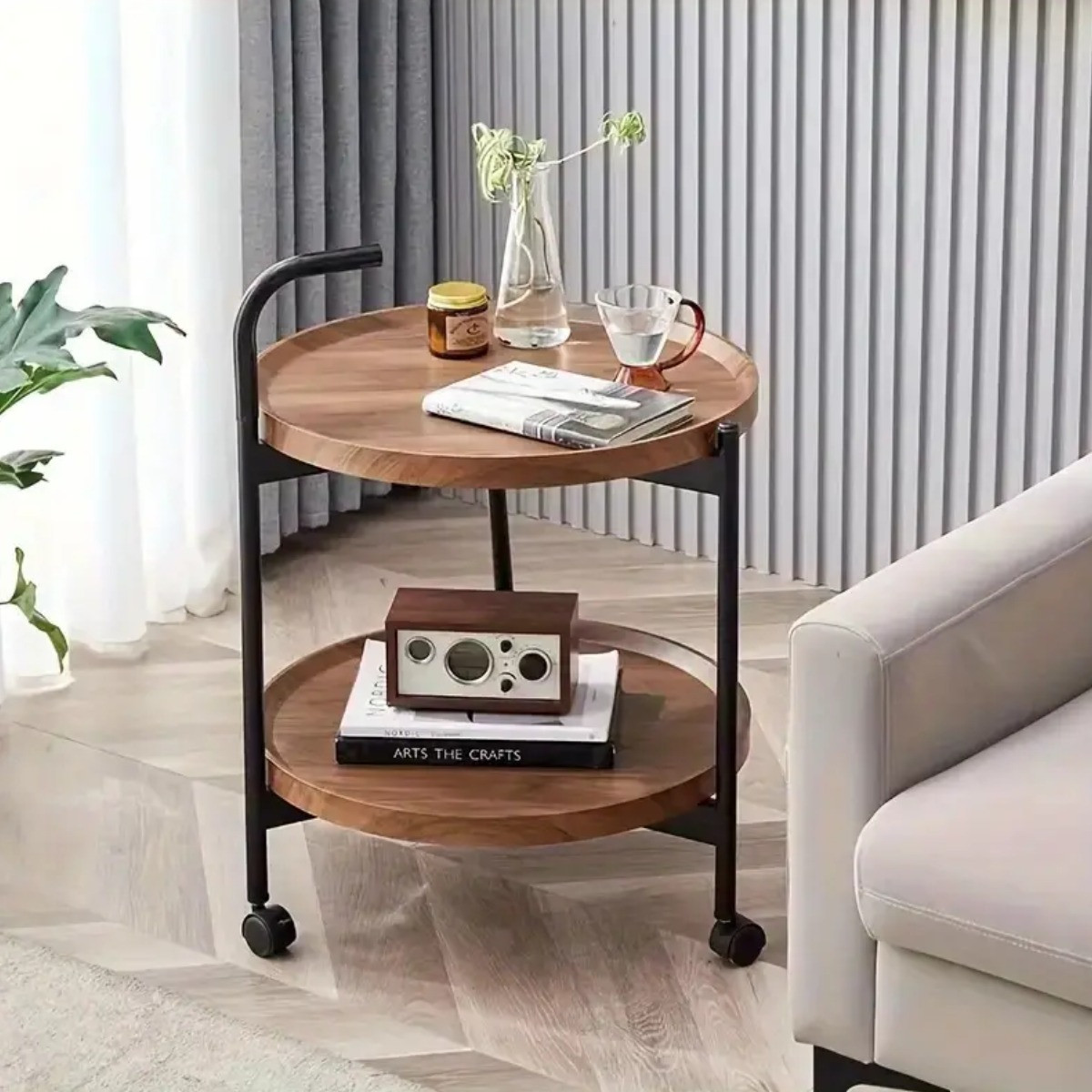Стіл журнальний на коліщатках Modern Home 2 яруси 40 х 40 х 65 см (M50277)
