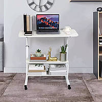 Стіл комп'ютерний на коліщатках з регулюванням висоти Laptop Table 80 х 40 х 69-90 см (M50259-M)