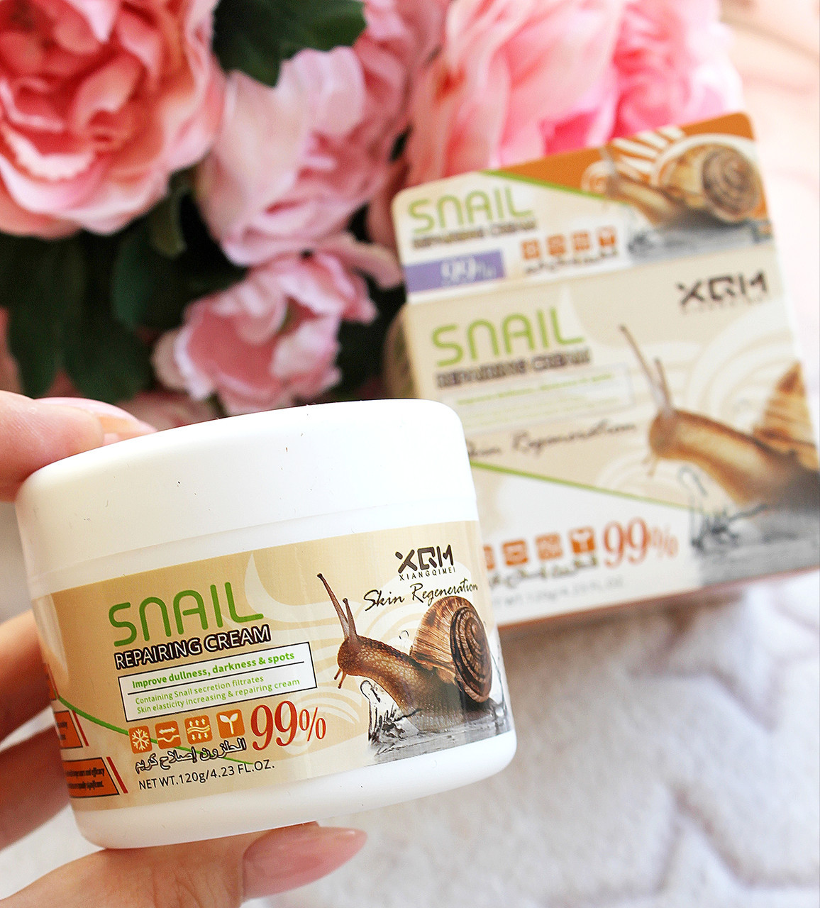 Крем для обличчя антивіковий, проти зморшок XQM Snail Repairing Cream, фото 1