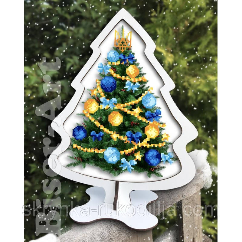 Ялинка на підставці Набір з дерева для вишивки декору 2533001 (Бісер Арт)
