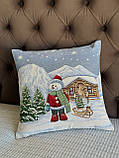 Новорічна наволочка на подушку 45х45 см, гобеленова, фото 2
