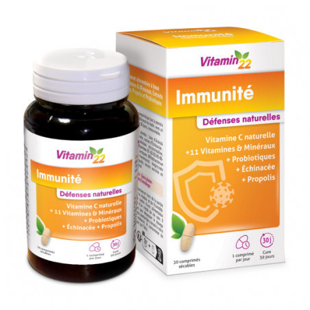 Комплекс Vitamin'22 Імунітет / IMMUNITE - 12 вітамінів та мінералів ехінацея прополіс 2 млрд пробіотиків, 30 таблеток