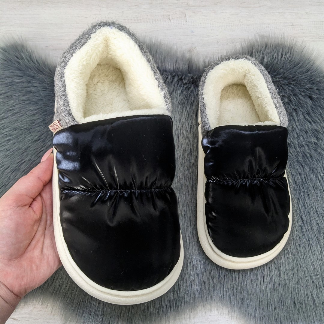 Капці жіночі чуні закриті плащівка на хутрі чорні Horoso 4649, фото 1