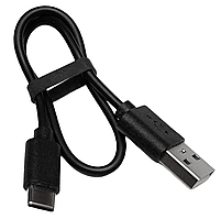 Кабель USB 2.0 AM to USB Type-C short 3A 0.25м шнур зарядки живлення чорний