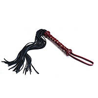 Шкіряний багатохвостий флогер Liebe Seele Wine Red Studded Flogger