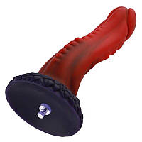 Фантазийный фаллоимитатор-насадка для секс машины Hismith Curved Silicone Dildo Red Monster Series