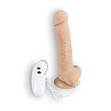 Реалістичний вібратор Alive Cesar з ротацією і пультом, бежевий, 18 х 3.8 см, фото 2