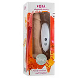 Реалістичний вібратор Alive Cesar з ротацією і пультом, бежевий, 18 х 3.8 см, фото 3