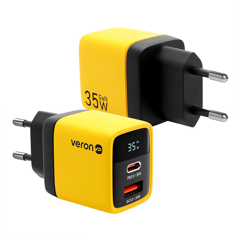 Home Charger | 35W | GaN | Digital Display PD+QC — Veron TC-35, фото 1
