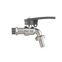 Кран вентильний РЗ 1/2", штуцер під шланг 
3/4", латунь нікель, SIDE LOCK, BR-KSS1234