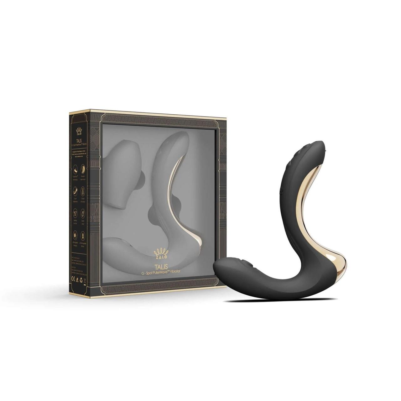 Вагінально-кліторальний вібратор із підігрівом Zalo Talis G-Spot PulseWave Vibrator Obsidian Black, фото 1