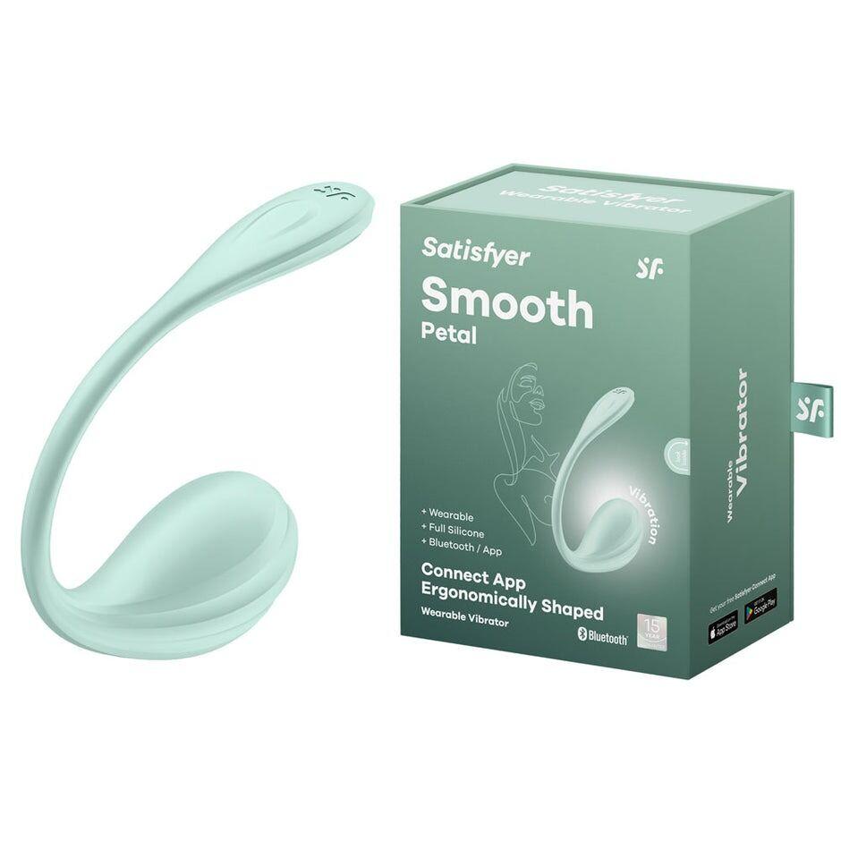 Силіконове віброяйце зі смарт керуванням Satisfyer Smooth Petal Connect App Mint