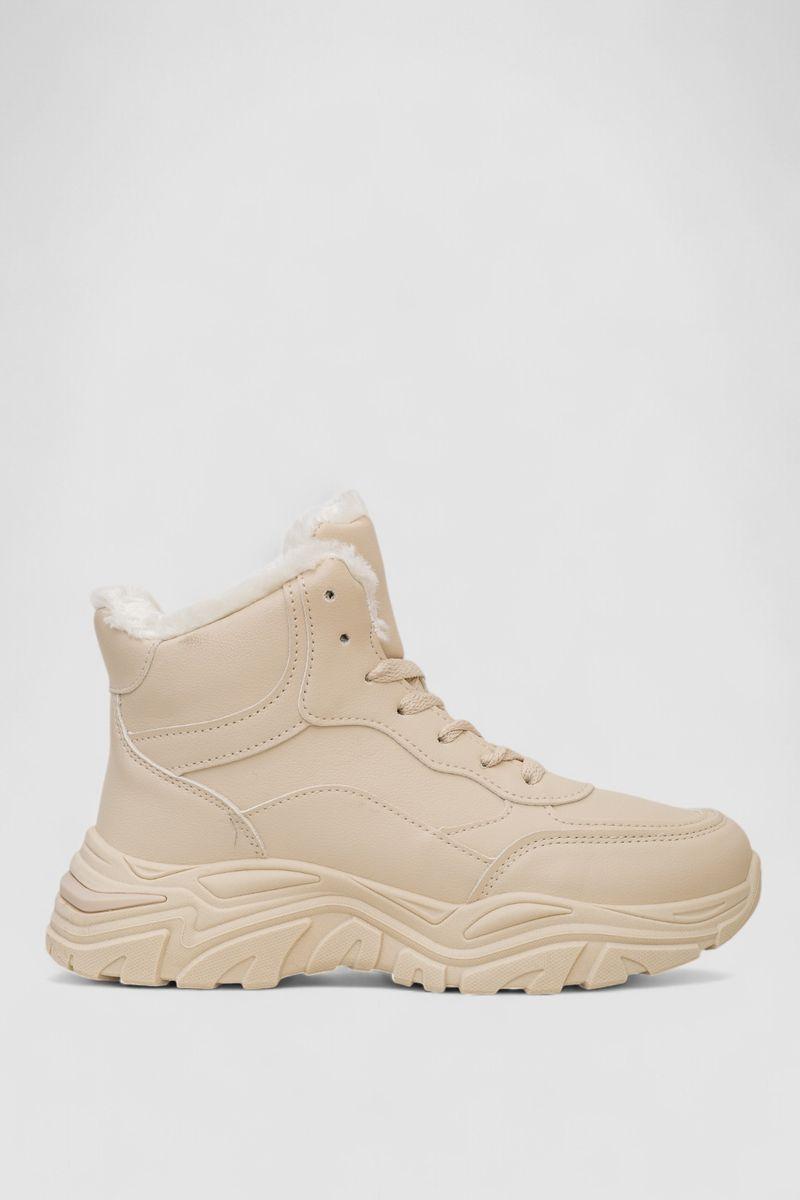 Кросівки жіночі зимові на хутрі, колір бежевий, 248RDM08, фото 1