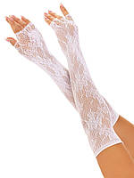 Білі мереживні мітенки Lace Opera Length Fingerless Gloves White Leg Avenue