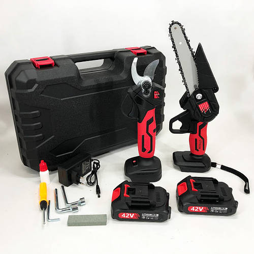 Мини пила электрическая KRAFFTEC 2в1 36V 4АР, Мини-цепная пила для сада ...