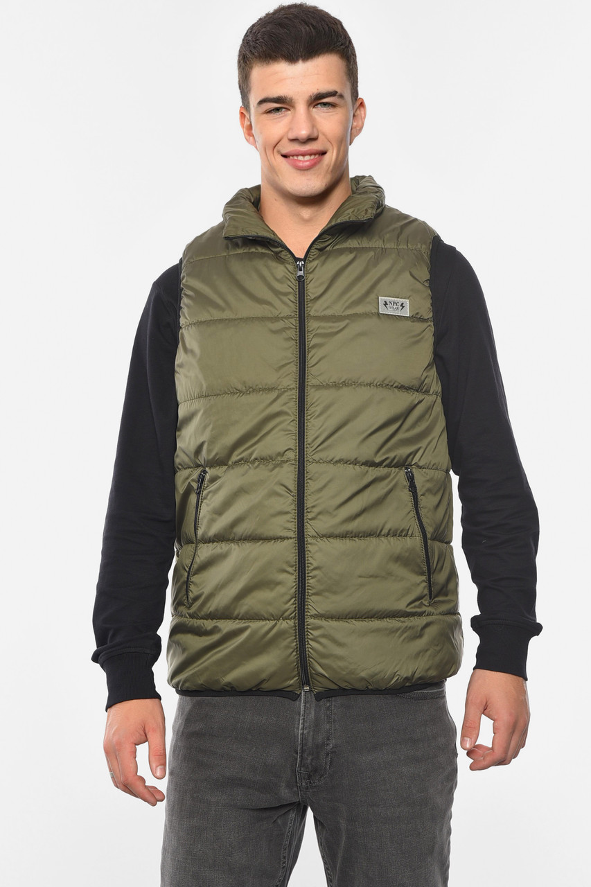 Жилетка чоловіча демісезонна кольору хакі 191043M, фото 1