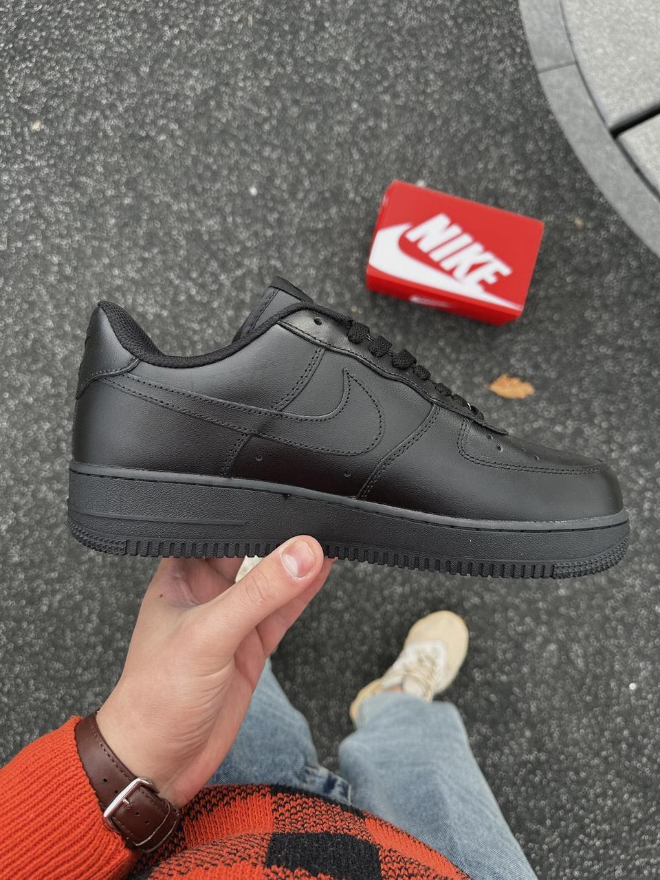 Зимние мужские коссовки Nike Air Force black fur, Кеды Найк Эир форс ...