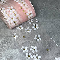 Фатинова стрічка - Квітка, ширина 6 см, персиковий, метр, Персиковий