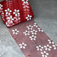 Фатинова стрічка - Квітка, ширина 6 см, червоний, метр, Червоний