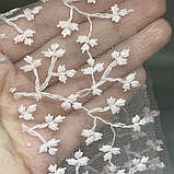 Фатинова стрічка (фатин) з вишивкою, ширина 6 см, блідий-рожевий, метр, Світло-рожевий, фото 2