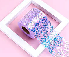 Фатинова стрічка з паєтками - Квітка, ширина 6 см, бузковий, відрізок 0,91 м, Бузковий