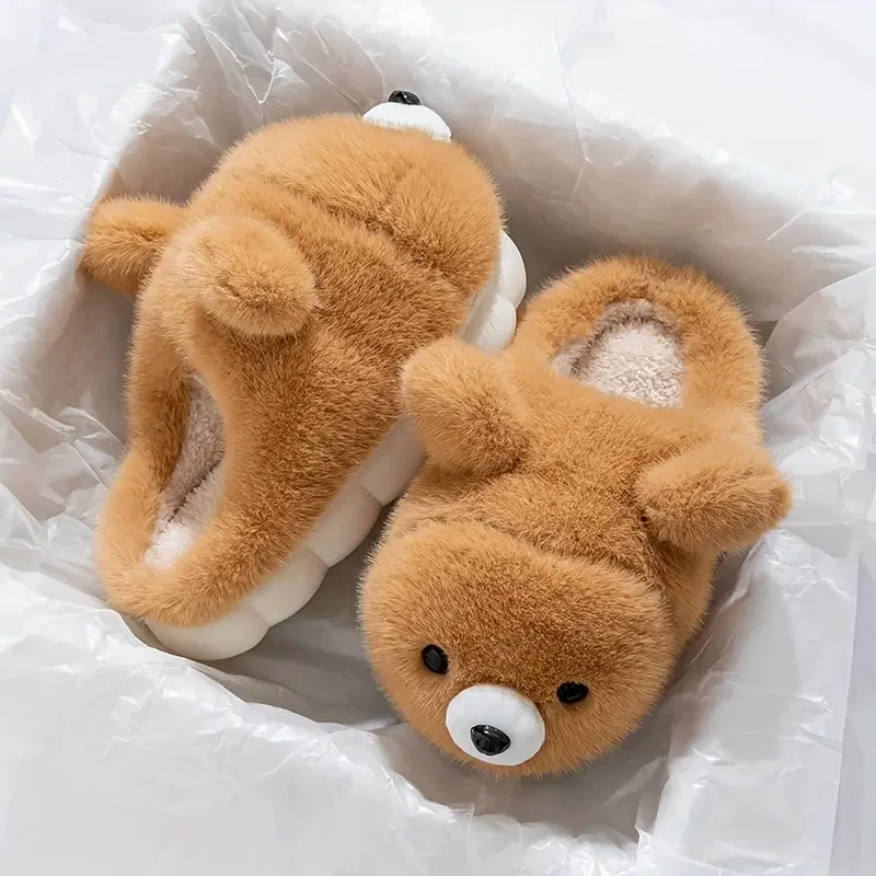 Капці ведмедика коричневі з вушками домашні, розмір 39-40, 5095