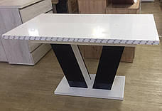 Обідній розсувний стіл РОЙ МДФ Neman, колір   білий  глянець + чорний, фото 3