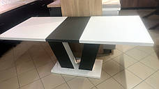 Обідній розсувний стіл РОЙ МДФ Neman, колір   білий  глянець + чорний, фото 5