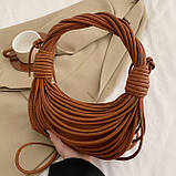 Жіноча сумка хобо багет 10405 через плече коричнева, фото 2