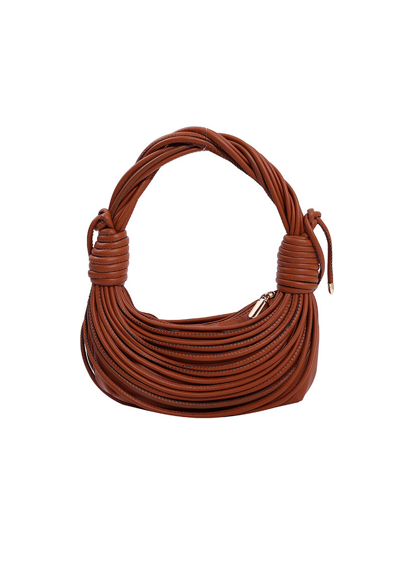 Жіноча сумка хобо багет 10405 через плече коричнева, фото 1