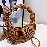 Жіноча сумка хобо багет 10405 через плече коричнева, фото 3