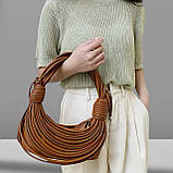 Жіноча сумка хобо багет 10405 через плече коричнева, фото 4