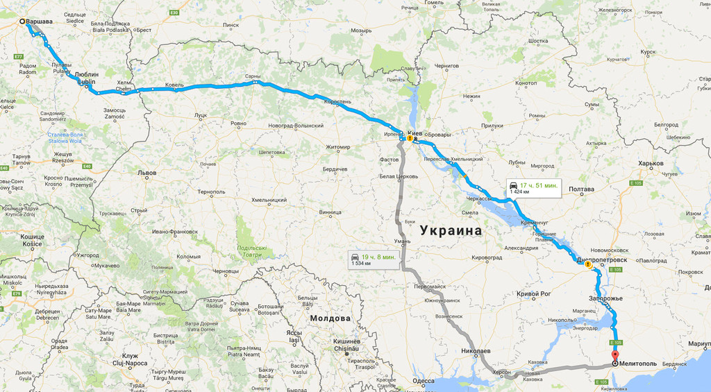 Варшава → Мелитополь