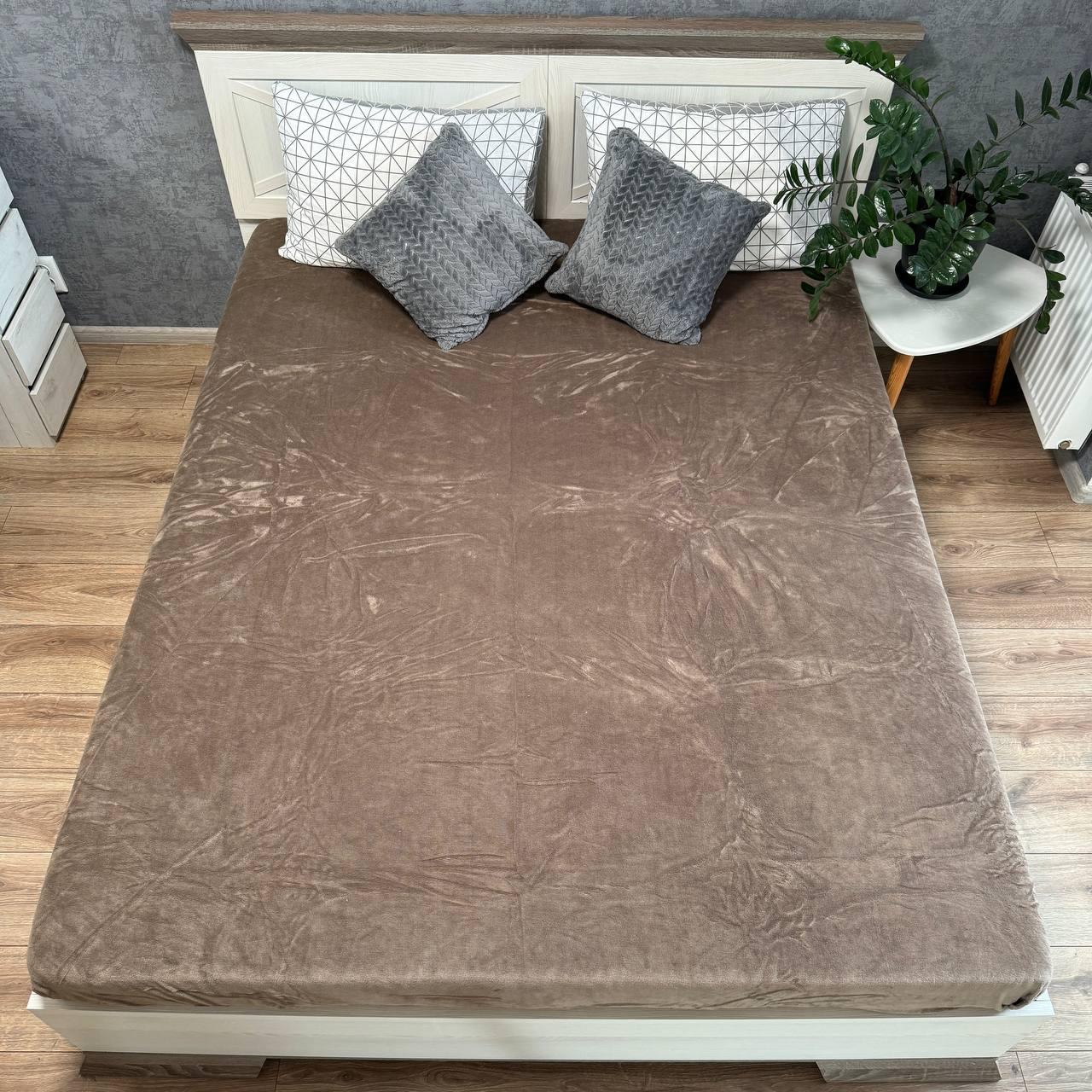 Велюрове простирадло на резинці 180*200*25 см, фото 1