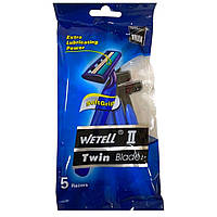 Станок для гоління WETELL WT2735 AZ-03BLUE (2лез) 5шт у пакеті, синій (400)