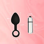 Анальна вібро пробка Wo-sex міні з вібропулею, силіконова. Чорна, фото 2