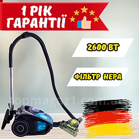 Циклонний пилосос Crownberg 2600 Вт якісний пилосос для сухого прибирання 1,5 л з можливістю збору рідини