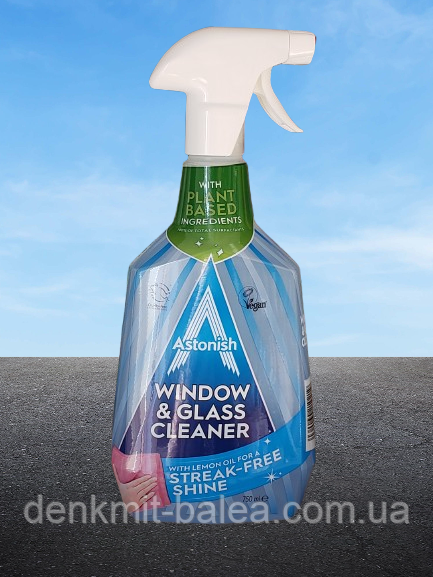 Засіб для миття скла, дзеркал, скляних панелей Astonish Window & Glass 750 мл.