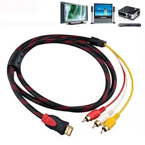 Кабель HDMI-3RCA 1.5м с феритом, фото 1
