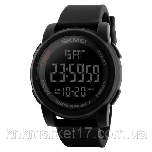 Водонепроникний (50 м) цифровий годинник Skmei 1257BK All Black, фото 1