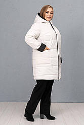Жіноча куртка великого розміру з капюшоном чорно-біла