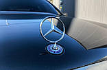 Емблема приціл на капот Mercedes W140 (Хром + Синій напис) A2108800186, фото 2
