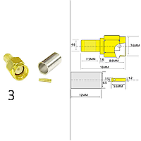 Конектор RP-SMA Male Crimp для кабелю RG58,LMR195