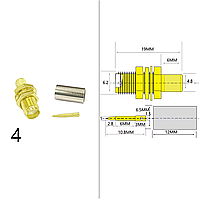 Конектор RP-SMA Female Crimp для кабелю RG58,LMR195