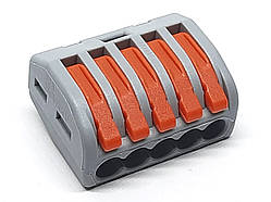 Клемна колодка PCT-215 5 контактів 32A 0.08-4 мм2 кабельний затискач Wago 222-415