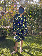 Жіночий махровий середній халат із капюшоном темно-сірий із лаймом XL розмір 50