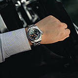 Водонепроникний чоловічий механічний годинник з автопідзаводом Pagani Design PD-1693 Silver-Black-Orange, фото 10